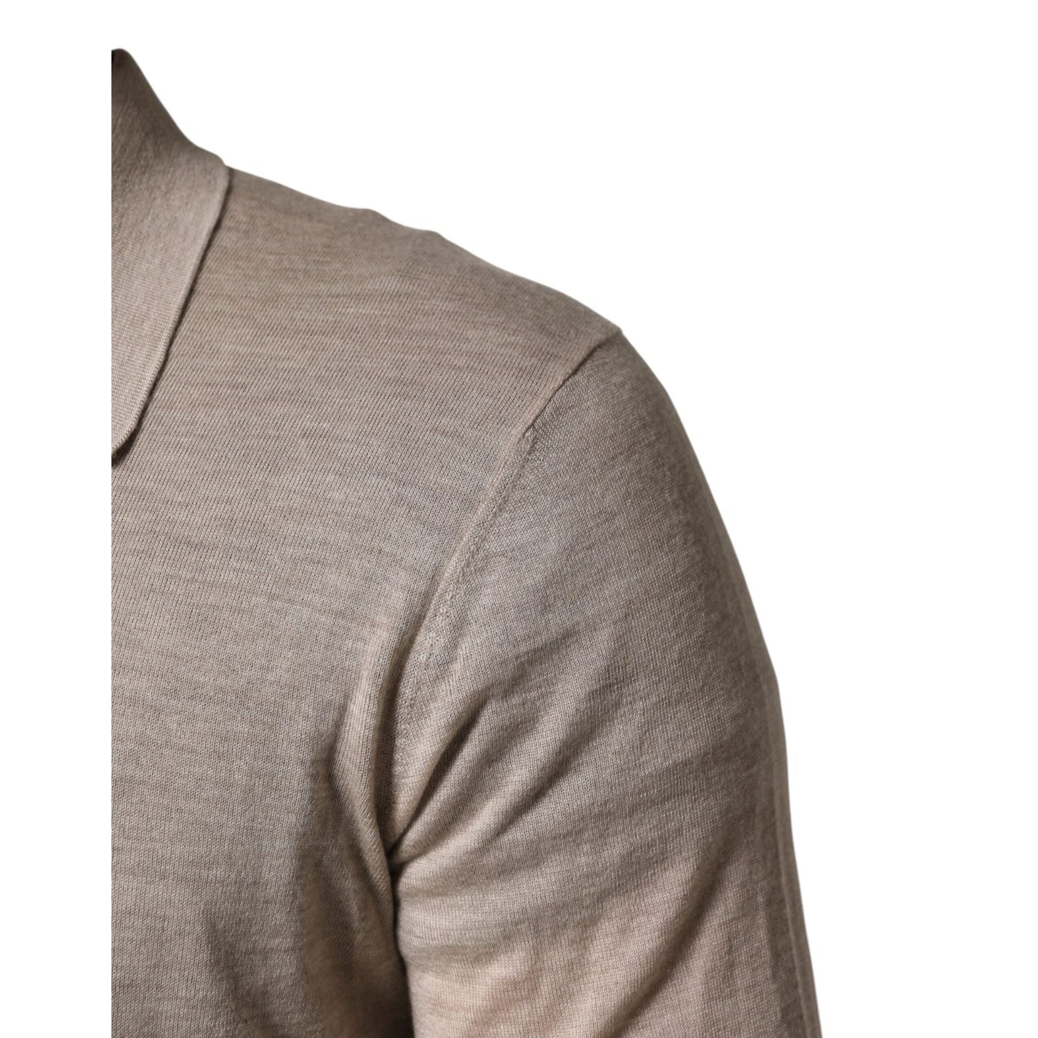 Dolce & Gabbana Beige Cashmere Collared PoloPullover  Sweater