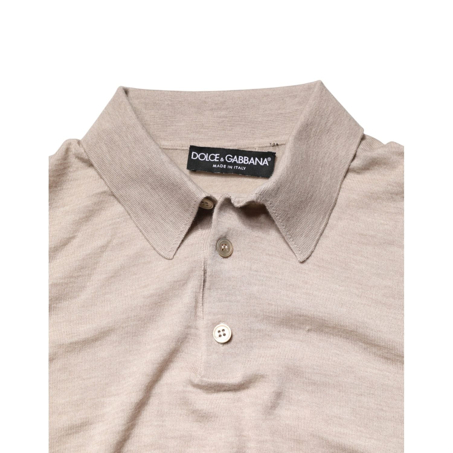 Dolce & Gabbana Beige Cashmere Collared PoloPullover  Sweater
