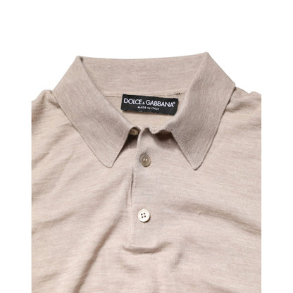 Dolce & Gabbana Beige Cashmere Collared PoloPullover Sweater