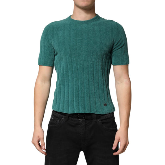 Dolce & Gabbana Dark Green Cotton Blend Men Crew Neck T-shirt