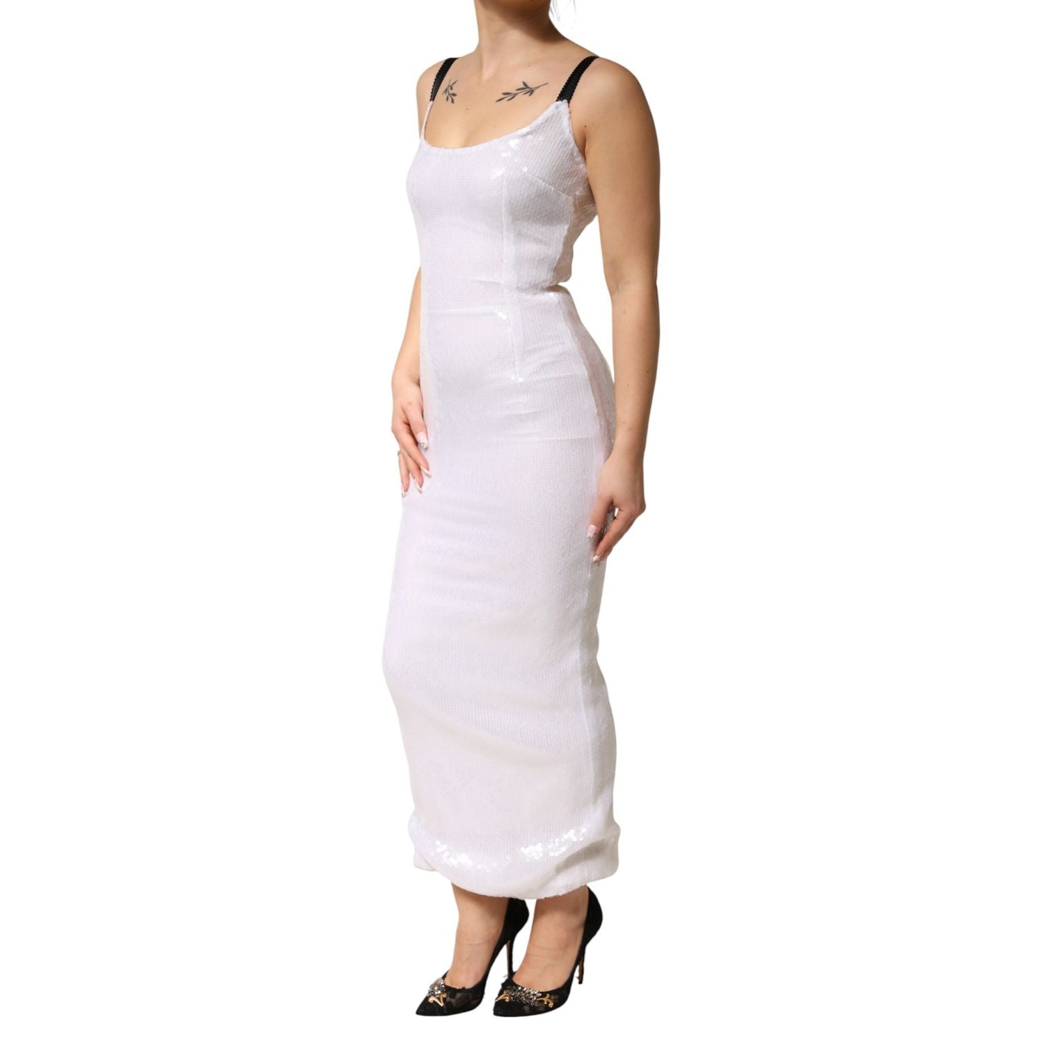 Dolce & Gabbana White Polyester Sleeveless Sheath Dress