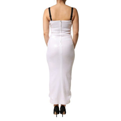 Dolce & Gabbana White Polyester Sleeveless Sheath Dress