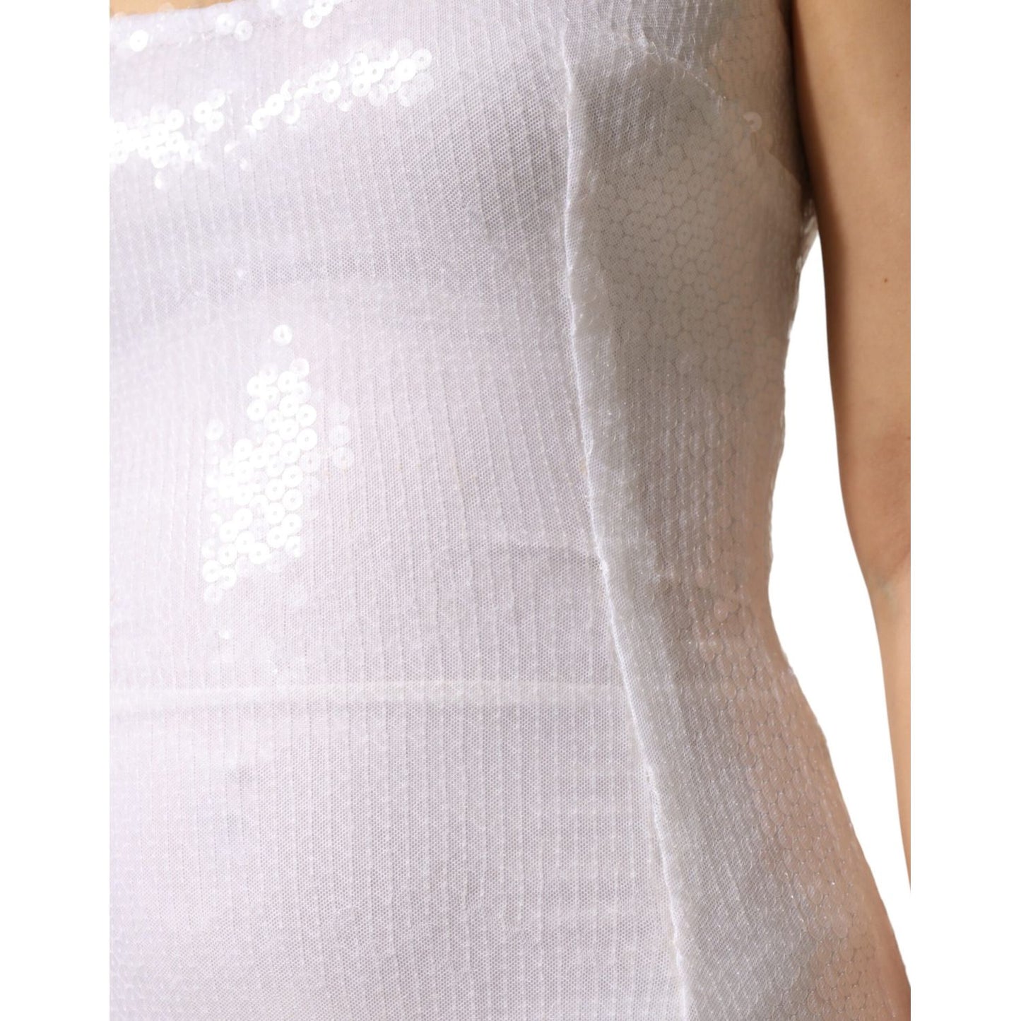 Dolce & Gabbana White Polyester Sleeveless Sheath Dress