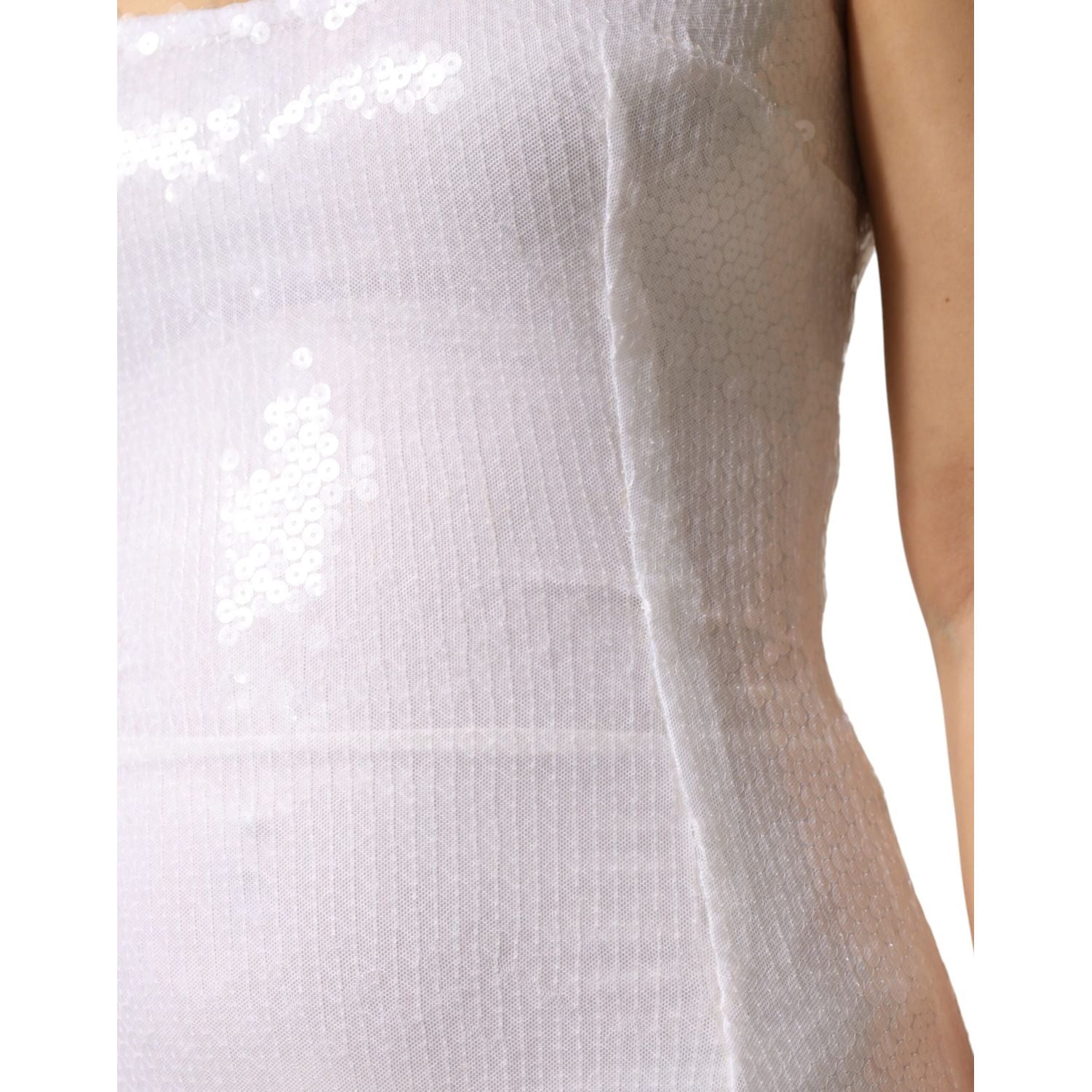 Dolce & Gabbana White Polyester Sleeveless Sheath Dress