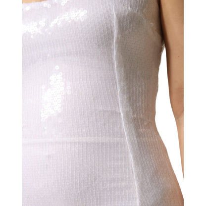 Dolce & Gabbana White Polyester Sleeveless Sheath Dress