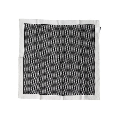 Dolce & Gabbana White Black Patterned Square Foulard Scarf