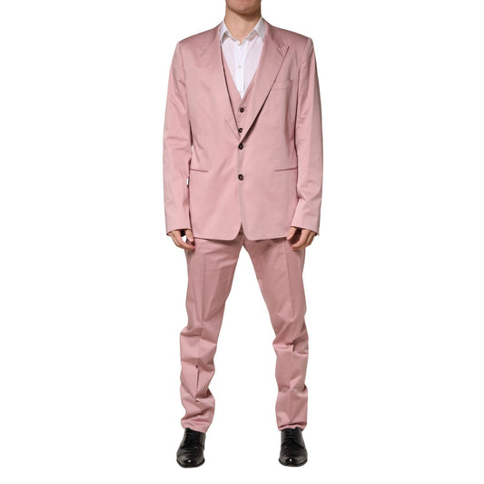 Dolce & Gabbana Pink Cotton Single Breasted 3 Piece Suit