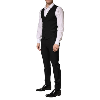 Dolce & Gabbana Black Wool Single Breasted 3 Piece Men Suit