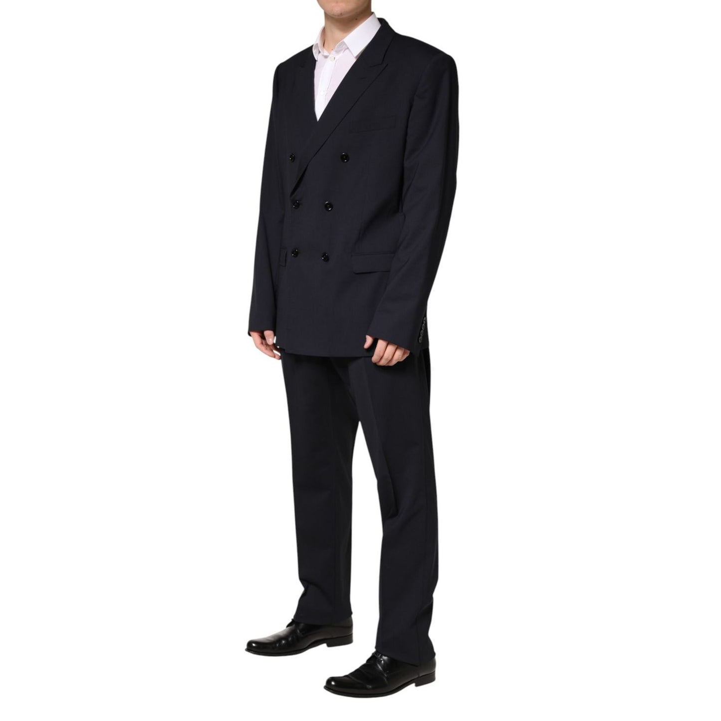 Dolce & Gabbana Blue Wool Double Breasted 2 Piece Men Suit