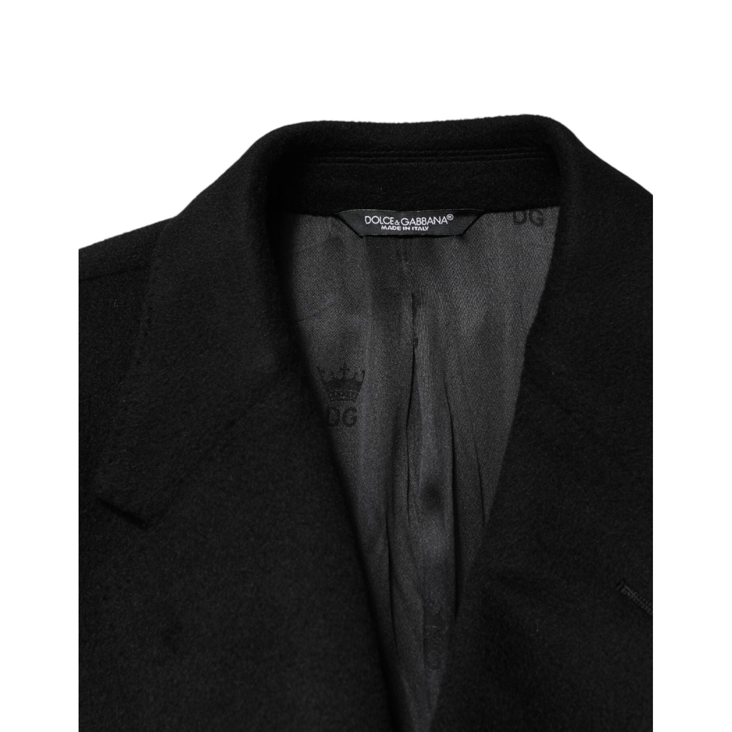 Dolce & Gabbana Black Wool Double Breasted TrenchCoat Jacket