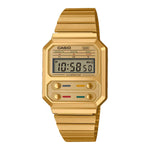 CASIO VINTAGE Mod. EDGY COLLECTION - GOLD unisex wristwatch with quartz movement, multifunction, splash proof, metal case and strap.