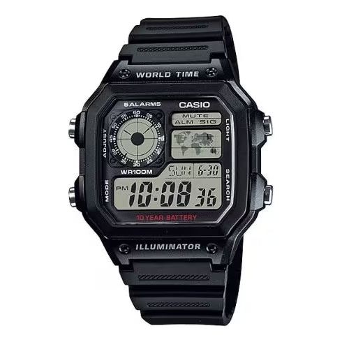 CASIO SPORT Mod. WORLD TIME ILLUMINATOR 5 ALARMS - FUTURE CLASSIC COLLECTION - BLACK AE-1200WH-1AVDF