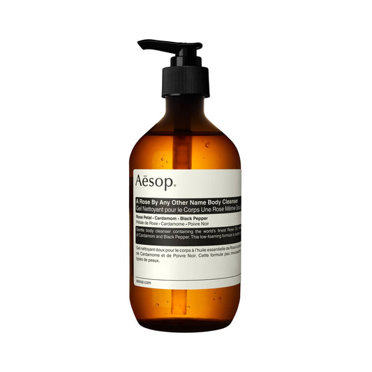 AESOP body cleanser A Rose By Any Other Name 500ml in amber pump bottle