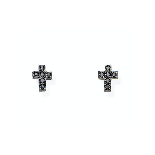 AMEN JEWELRY Mod. ORCRZN black cross earrings on white background