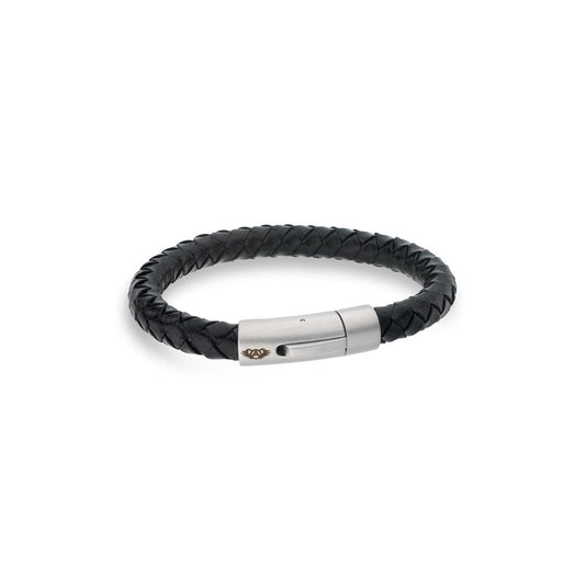 AN JEWELS JEWELRY Mod. AA.P233BK.M leather bracelet with silver clasp.