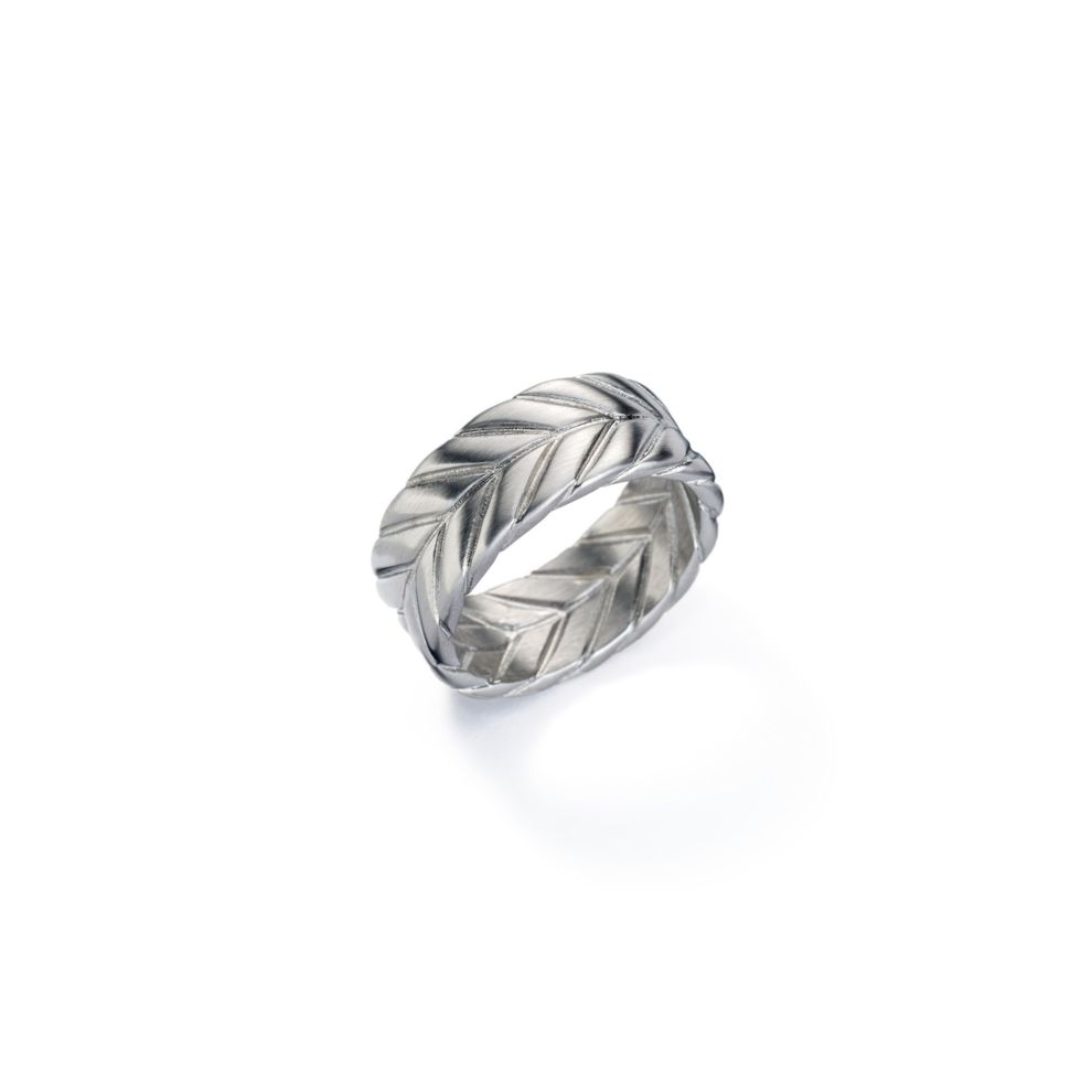 AN JEWELS JEWELRY Mod. AA.R256S-10 elegant silver ring with intricate leaf pattern design.