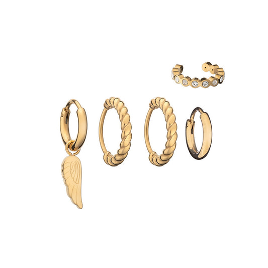 Elegant gold earrings set with angel wing charm from AN JEWELS JEWELRY Mod. AB.EP050.