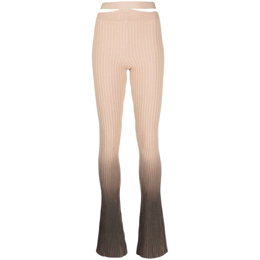 ANDREĀDAMO Andrea Adamo Trousers Brown with ribbed flared design, ombré effect, and high-waisted cut-out detailing.