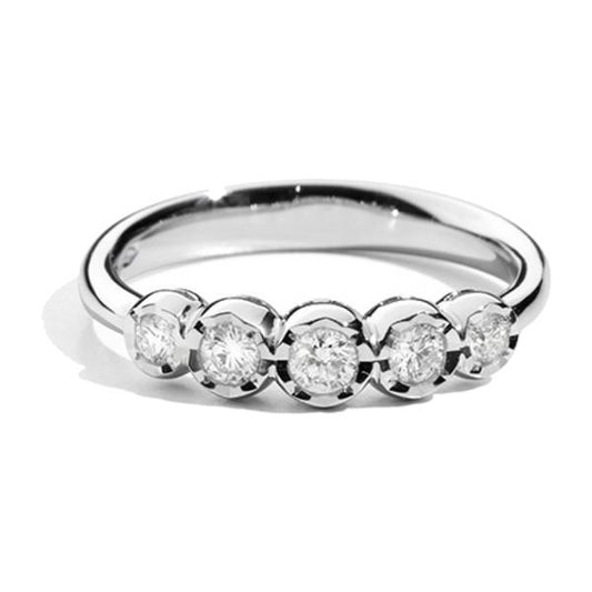 ANELLI RECARLO MOD. R66MZ001_033-12 diamond ring with five stones in a row on a sleek silver band.