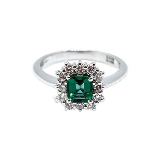 Emerald ring with diamond accents, ANELLI RECARLO MOD. R79CC057_SM045-14.