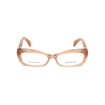 Alexander McQueen Bicolor Acetate Frames in beige and light brown, front view showcasing design and color.