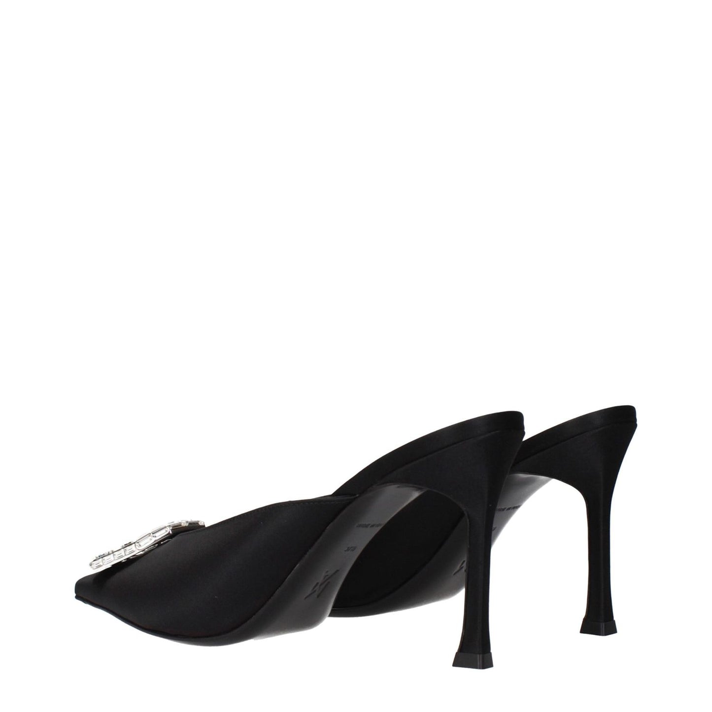 Amina Muaddi Black Satin High Heel Pumps