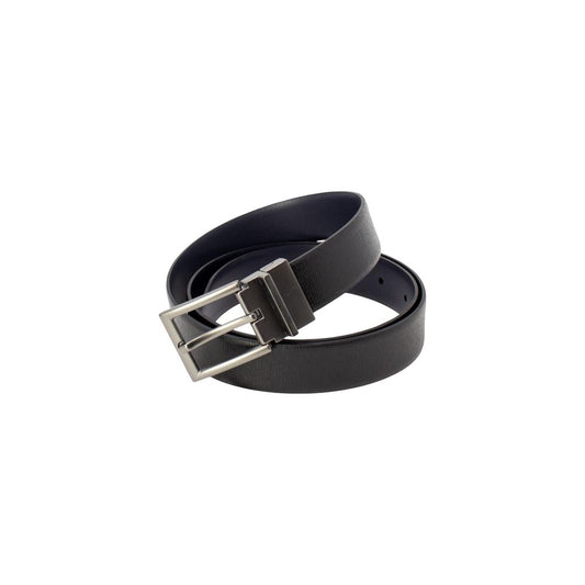 Antony Morato Black Leather Regular Belt with metal buckle, made of high-quality leather, perfect for versatile and stylish looks.