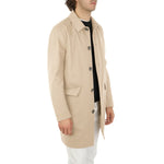 Aquascutum Beige Cotton Men Jacket with button fastening and side flap pockets, showcasing luxurious craftsmanship and style.
