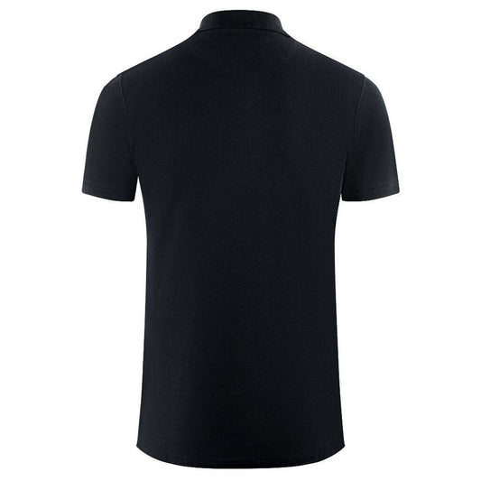 Back view of Aquascutum Black Cotton Polo Shirt with collar and short sleeves.