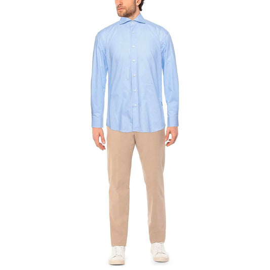 Aquascutum Light Blue Cotton Men Shirt showcasing classic British elegance and craftsmanship.