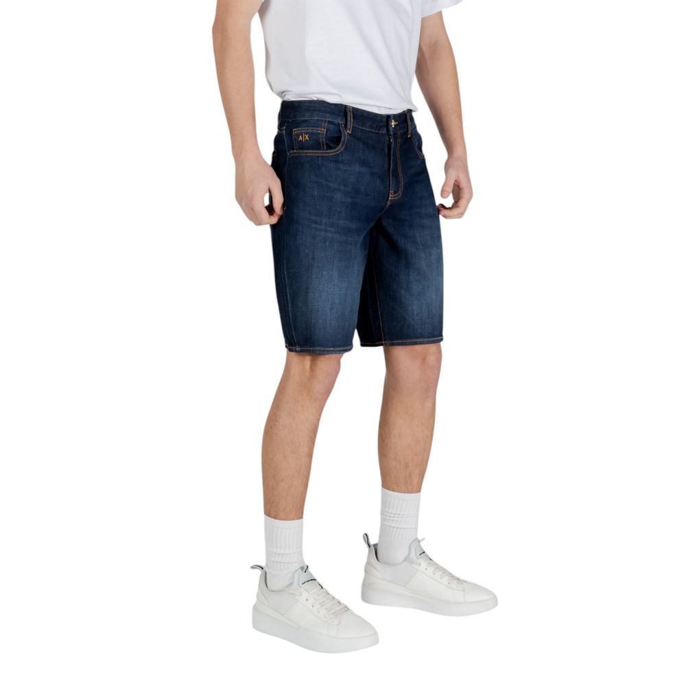 Armani Exchange Blue Cotton Bermuda for men, spring/summer collection, 99% cotton, stylish casual wear