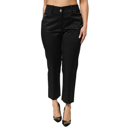 BENCIVENGA Black Cotton Blend Cropped Straight Leg Pants BENCIVENGA