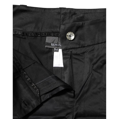 BENCIVENGA Black Cotton Blend Cropped Straight Leg Pants BENCIVENGA