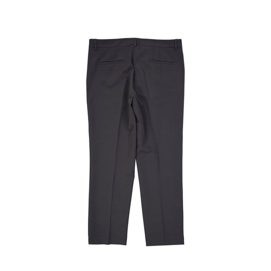Back view of BLANCA VITA Cropped Trousers with two back pockets, belt loops, and hook closure, made of 12% elastane and 88% polyester.