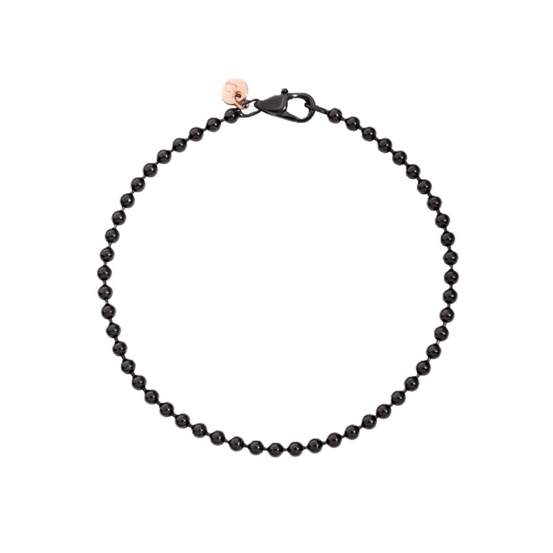 BRACCIALI DODO MOD. DBB7008EVERYPVDMXM elegant black beaded bracelet with rose gold charm