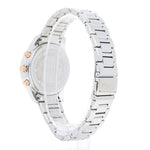 Side view of BREIL Mod. C lady's quartz watch with 36mm case and stainless steel bracelet, water resistant up to 5 ATM.