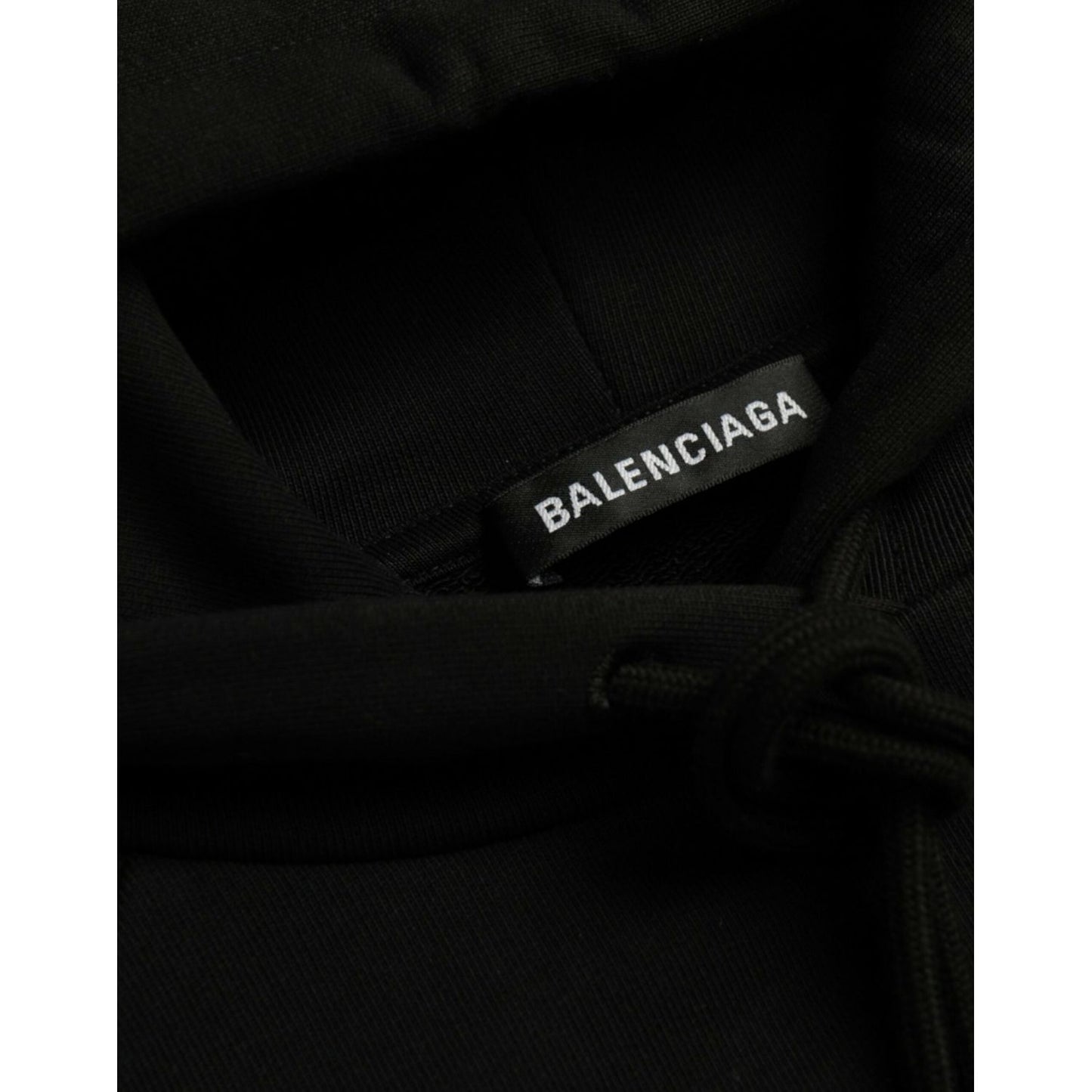 Balenciaga Black Cotton Logo Hooded Pullover Sweatshirt Sweater