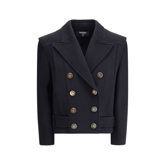 Balmain Black Wool Coat Balmain
