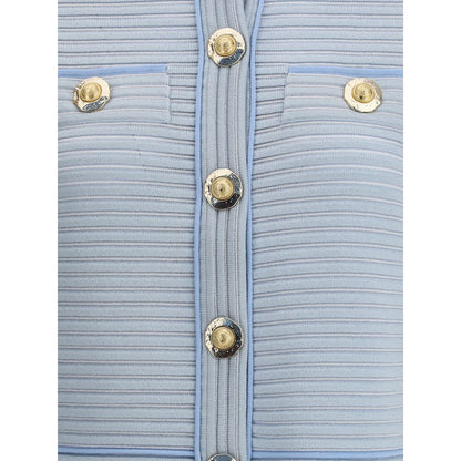 Balmain Light Blue Viscose Cardigan Balmain