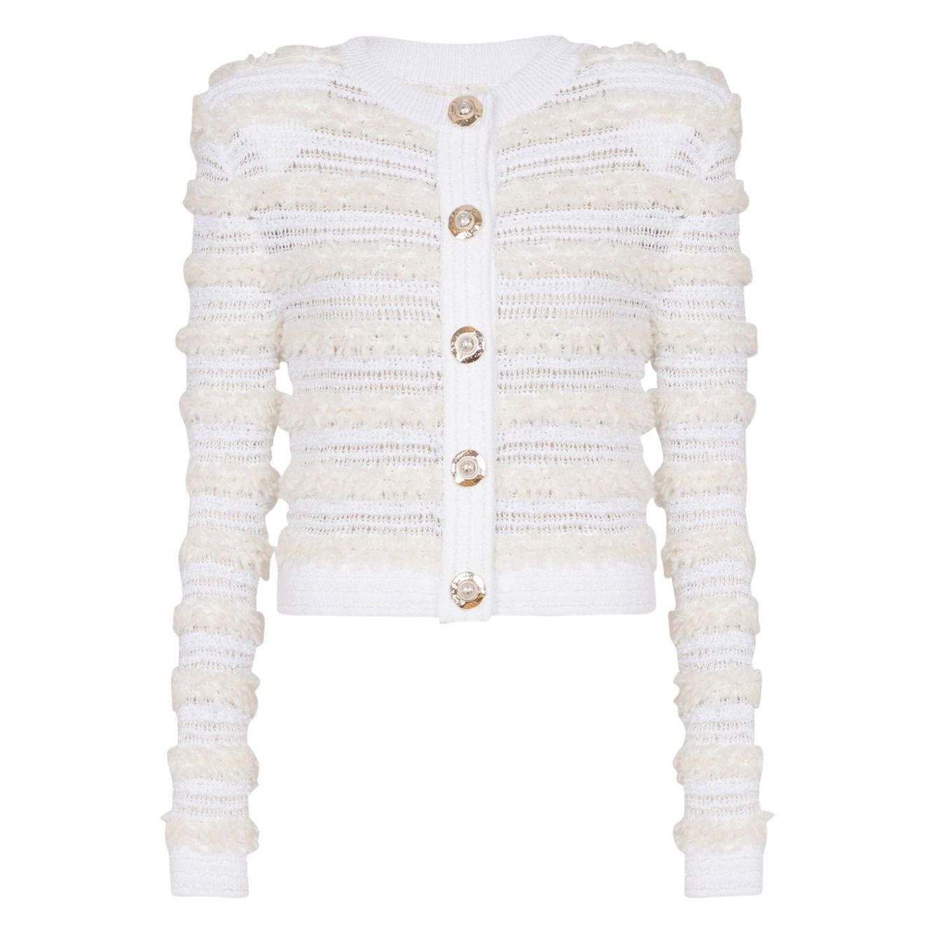 Balmain Long-sleeved tweed-effect knit cardigan