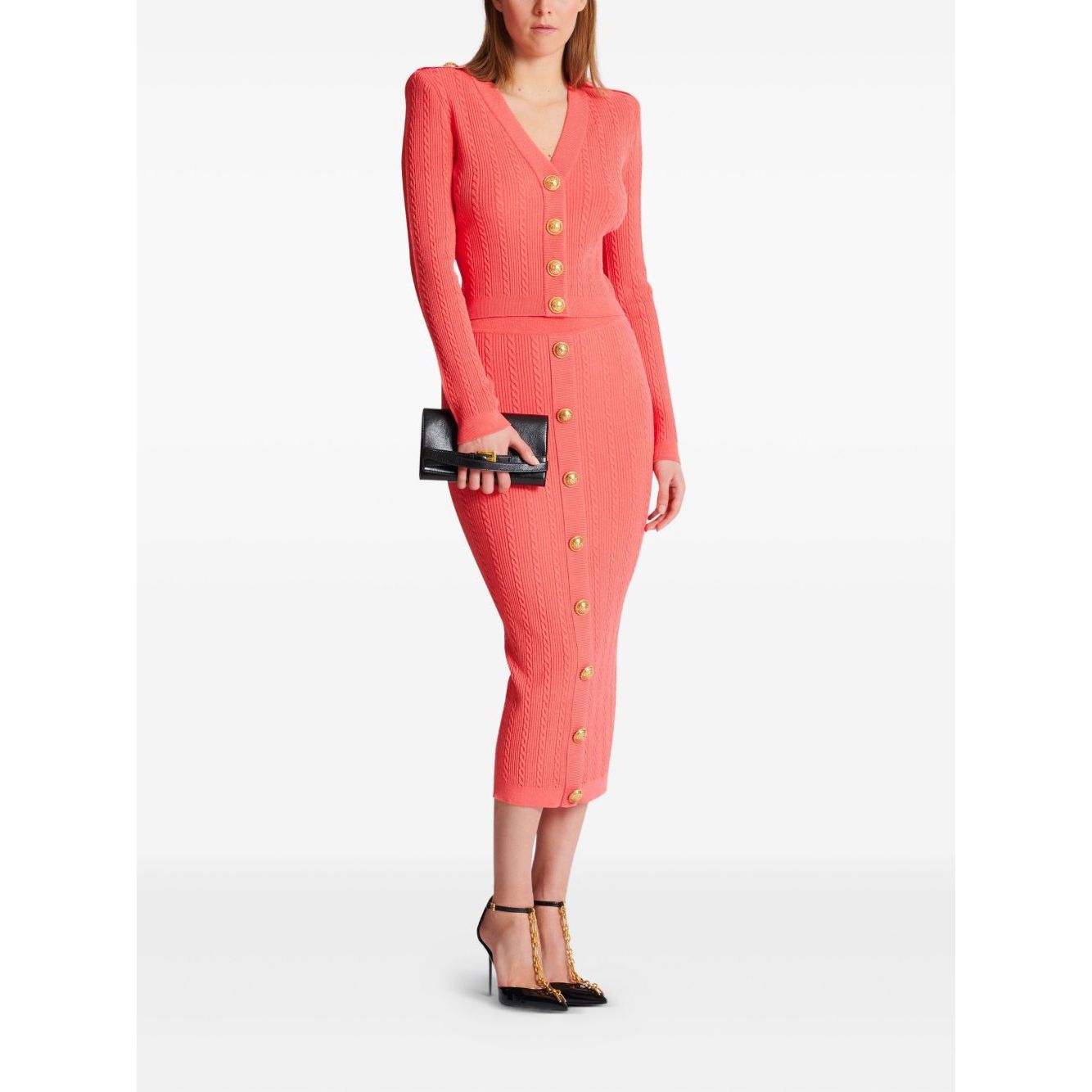 Balmain Long-sleeved twisted knit cardigan