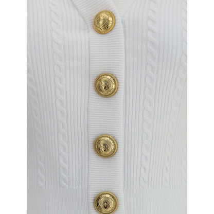 Balmain White Viscose Cardigan