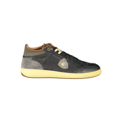 Blauer Black Leather Men Sneaker