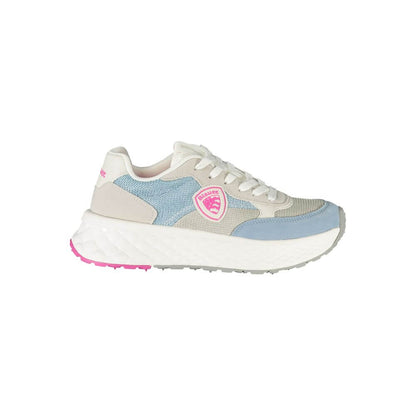 Blauer Blue Polyester Women Sneaker with pink and white accents, featuring a removable insole and iconic Blauer logo for chic style.