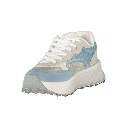 Blauer Blue Polyester Women Sneaker with white and fuchsia details, featuring a removable insole and the iconic Blauer logo for style and comfort.