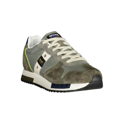 Blauer Green Polyester Mens Sneaker with contrasting details, personalized interchangeable lace, and removable footbed for tailored fit.