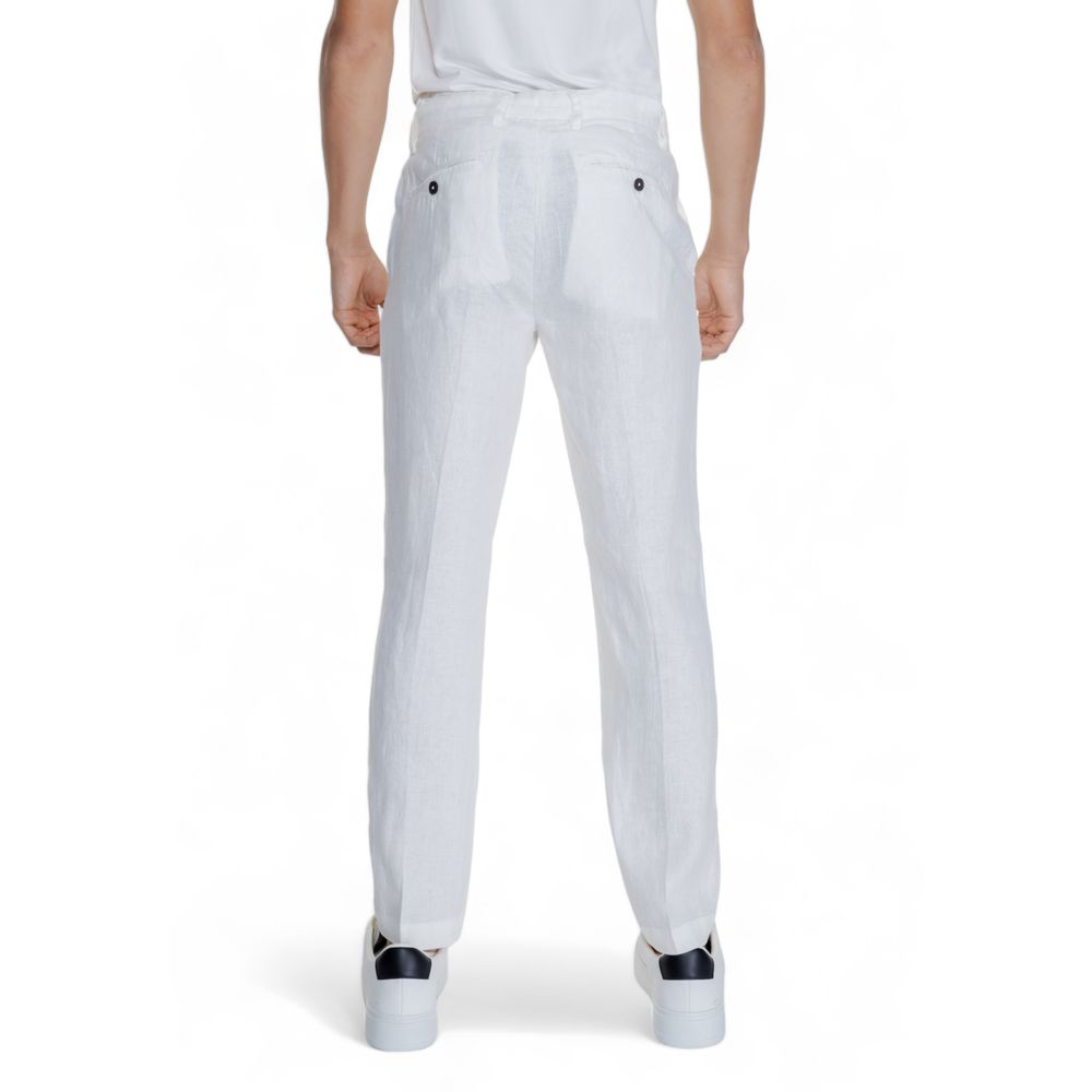 Borghese White Linen Casual Pants