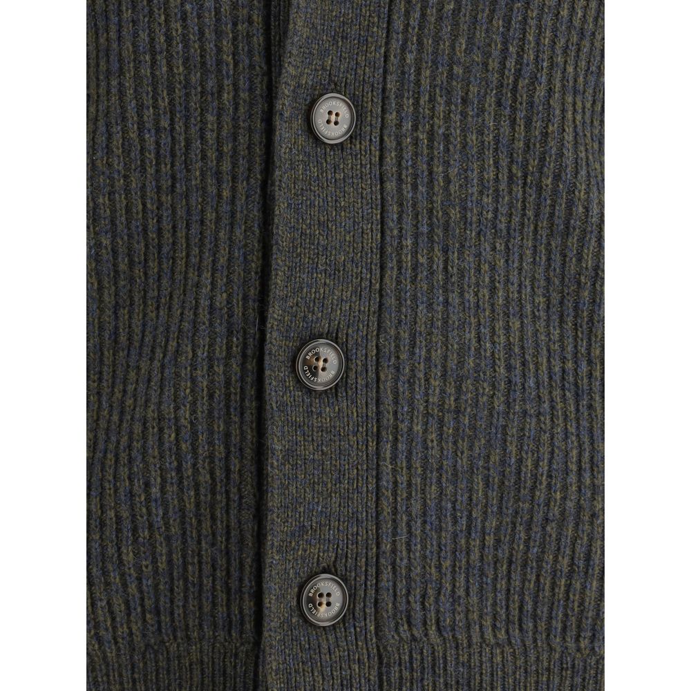 Brooksfield Bicolor Fleece Wool Cardigan Brooksfield
