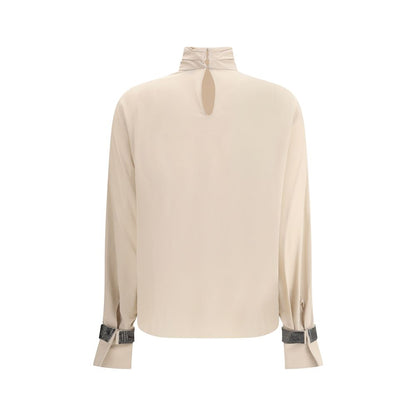Brunello Cucinelli Beige Silk Blouse
