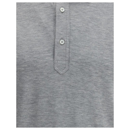 Brunello Cucinelli Gray Cotton Polo Shirt